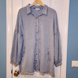 Fate Anthropologie Chambray Lyocell Oversized Tunic Shirt/Dress Size M